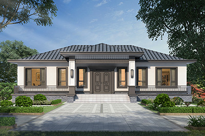 農村一層中式別墅設計BZ178-新中式風格